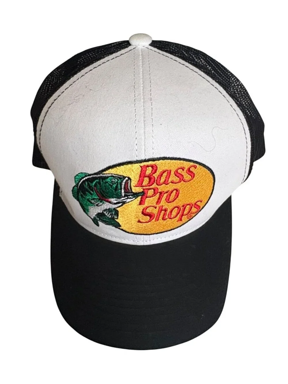 Bass Pro Shops Youth Kids Mesh Snapback Trucker Hat Cap Black White One Size